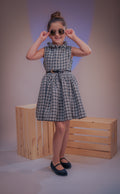 Winter tweed dress in black & white checks.