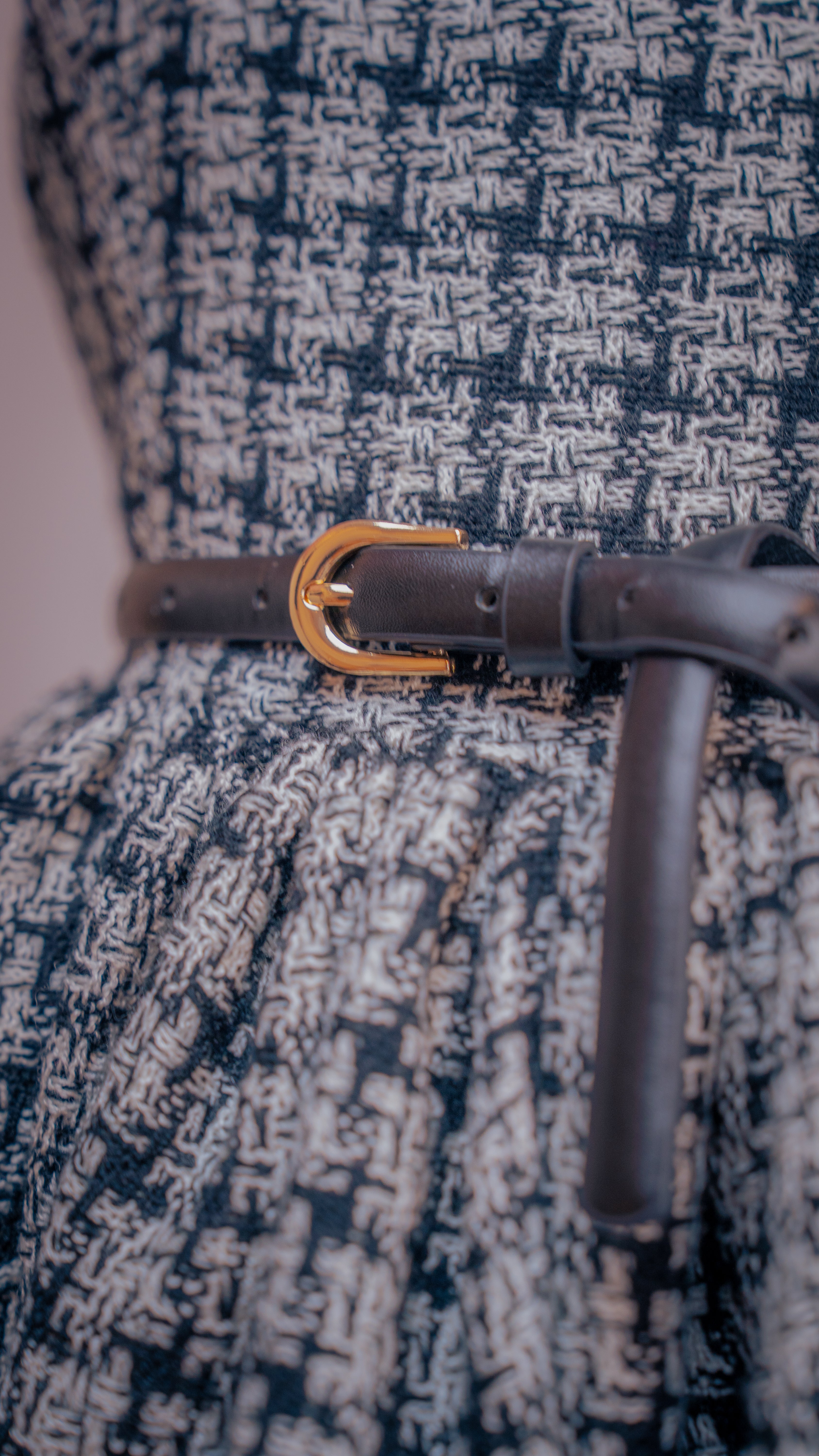 Winter tweed dress in black & white checks.