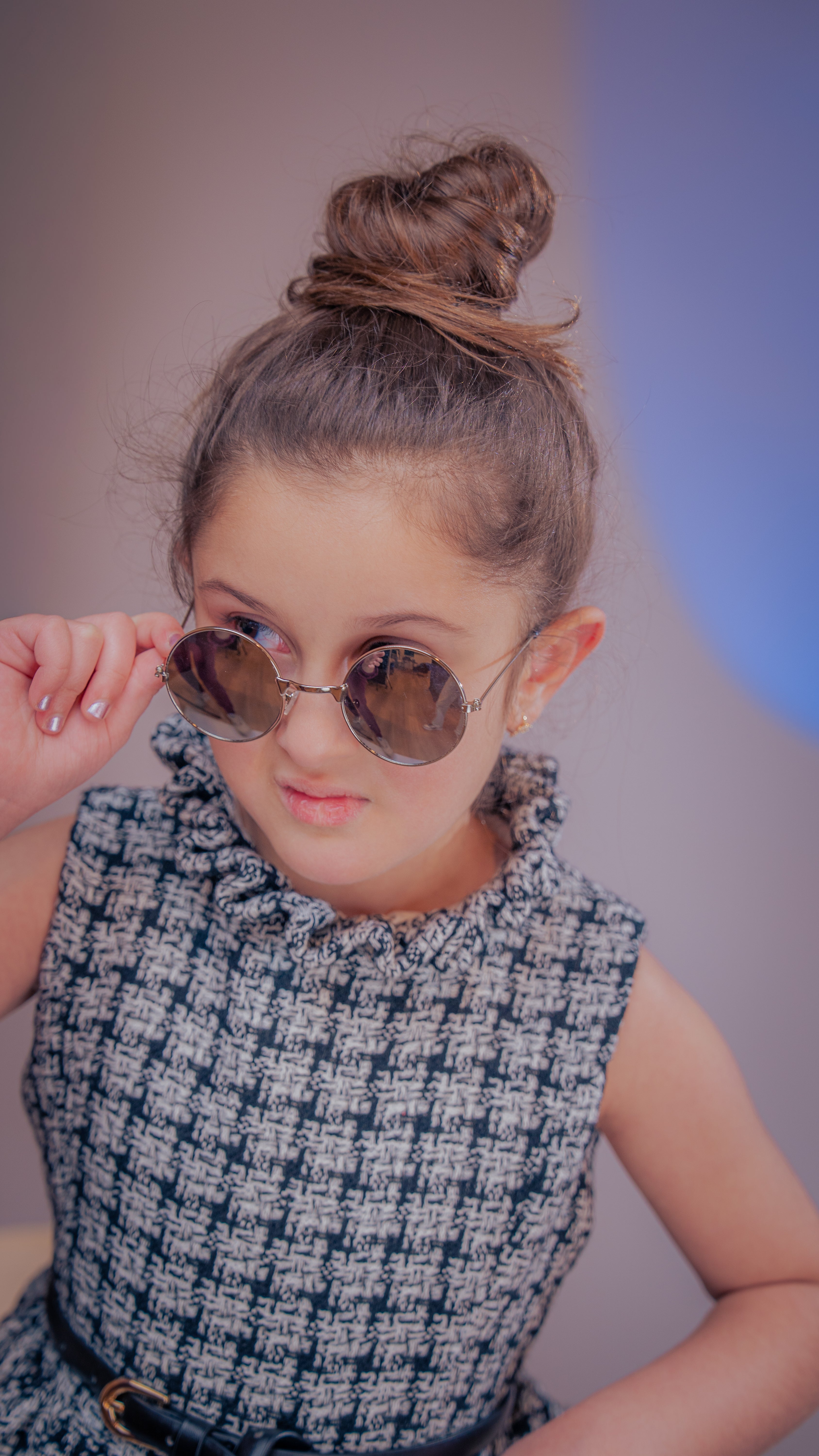 Winter tweed dress in black & white checks.