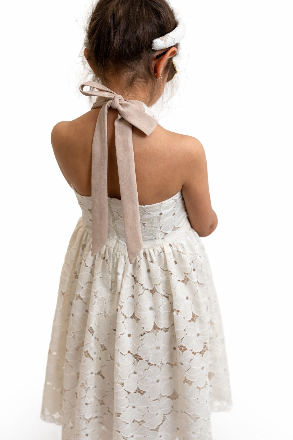 Ivory Lace Halter Dress for Girls
