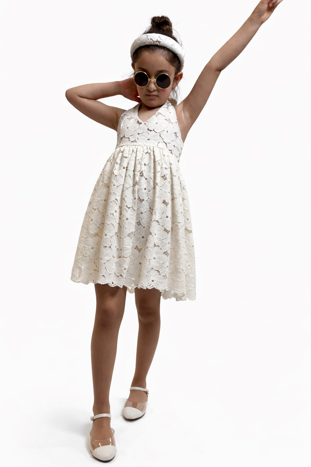 Ivory Lace Halter Dress for Girls